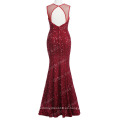 2016 GK sin mangas de vino rojo sexy sirena ahuecada vestido de fiesta de lentejuelas GK000013-1